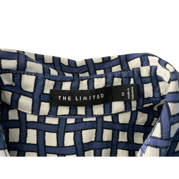 The Limited Women's Navy Blue White Dress Short Sleeve Full Button RN 54874 - Picture 3 of 12